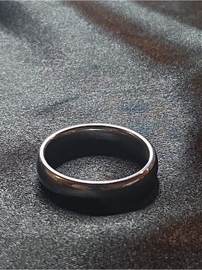 Tungsten Carbide Polished Dark Metal Dome Ring